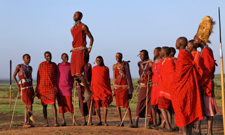 Masai warriors traditional jumping